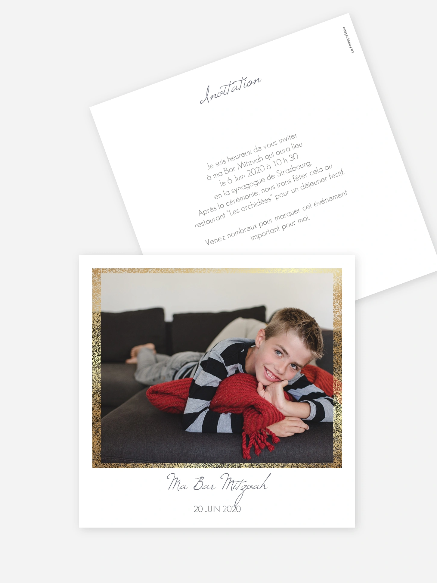 Faire-part Bar Mitzvah Portrait chic