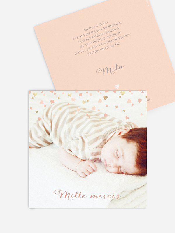 Carte remerciement naissance Pluie d'amour
