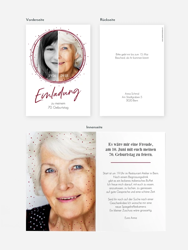 Einladung 70. Geburtstag Wandel der Zeit