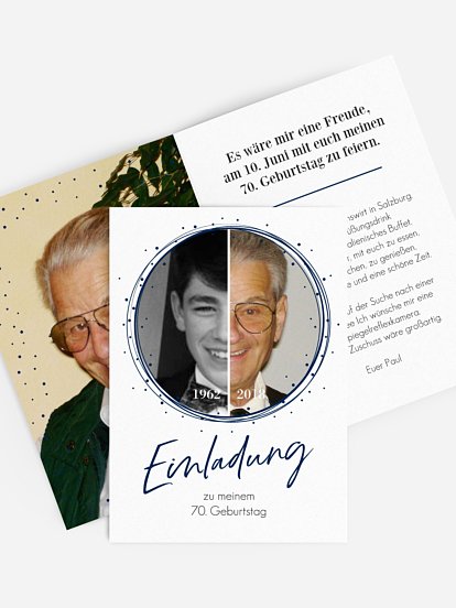 Einladung 70. Geburtstag Wandel der Zeit