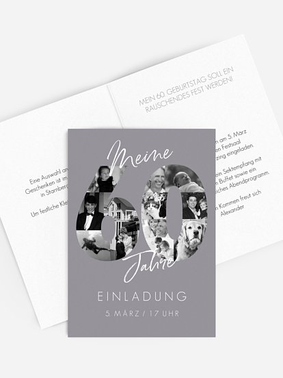 Einladung 60. Geburtstag Fotojahre