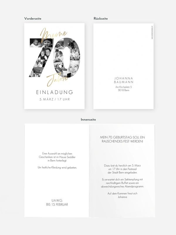 Einladung 70. Geburtstag Fotojahre
