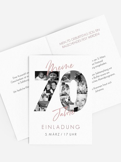 Einladung 70. Geburtstag Fotojahre