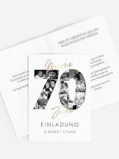 Einladung 70. Geburtstag Fotojahre