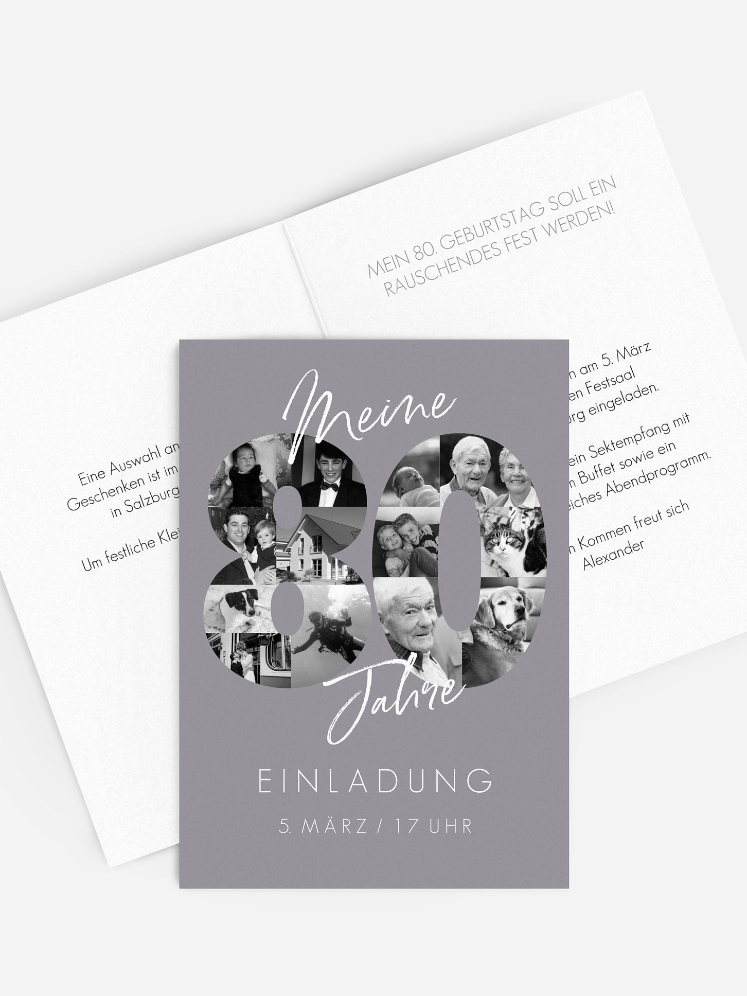 Einladung 80. Geburtstag Fotojahre