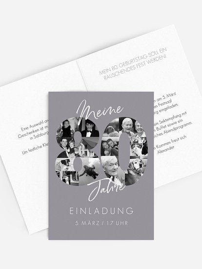 Einladung 80. Geburtstag Fotojahre