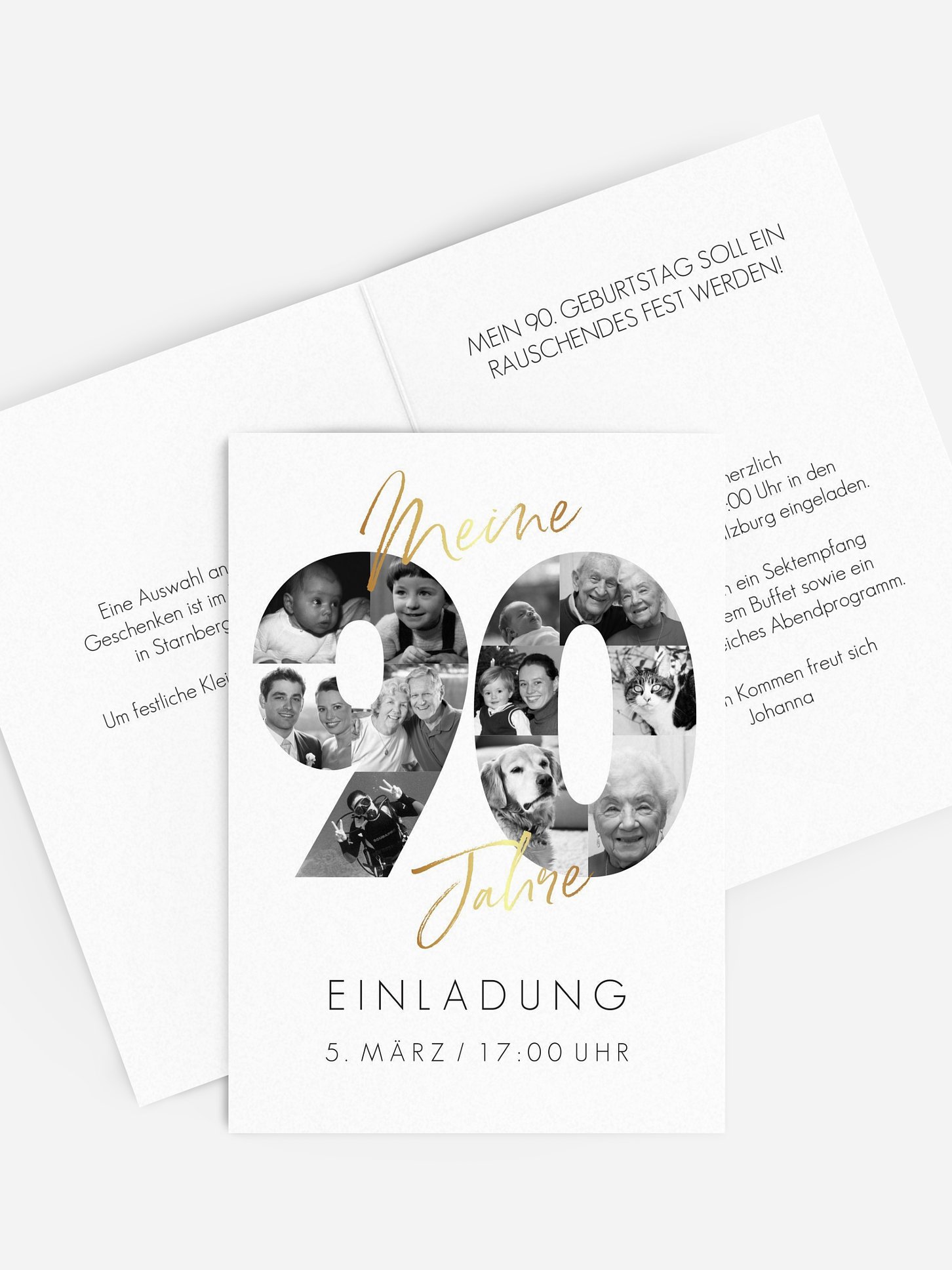 Einladung 90. Geburtstag Fotojahre