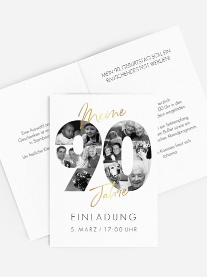Einladung 90. Geburtstag Fotojahre