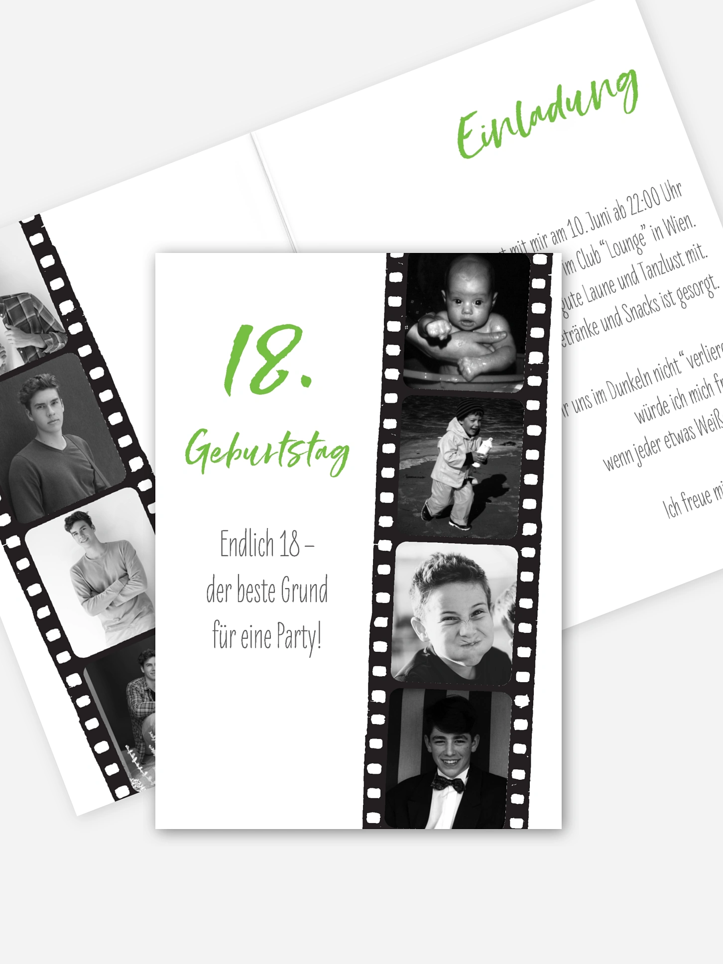Einladung 18. Geburtstag Filmstreifen
