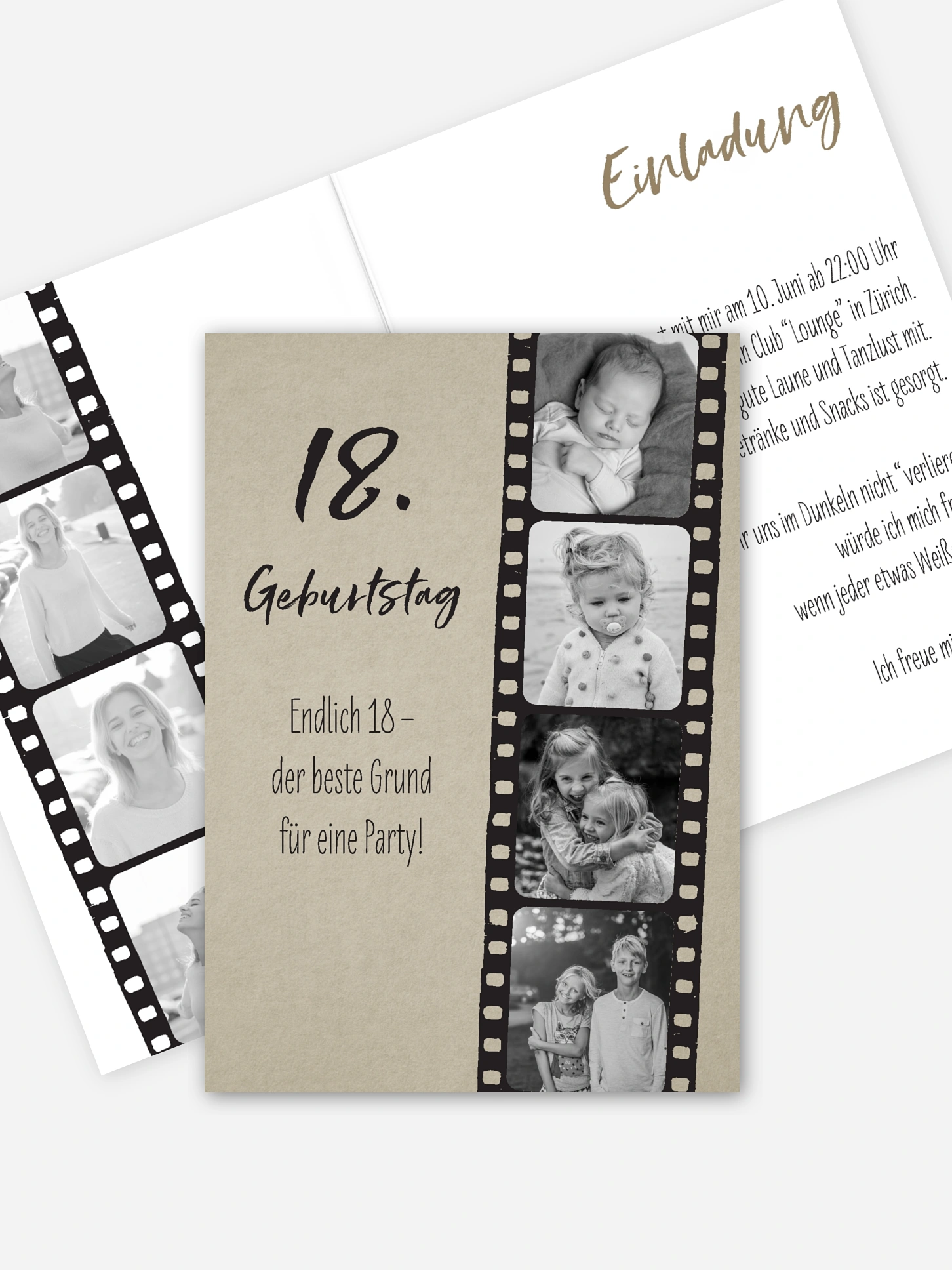 Einladung 18. Geburtstag Filmstreifen