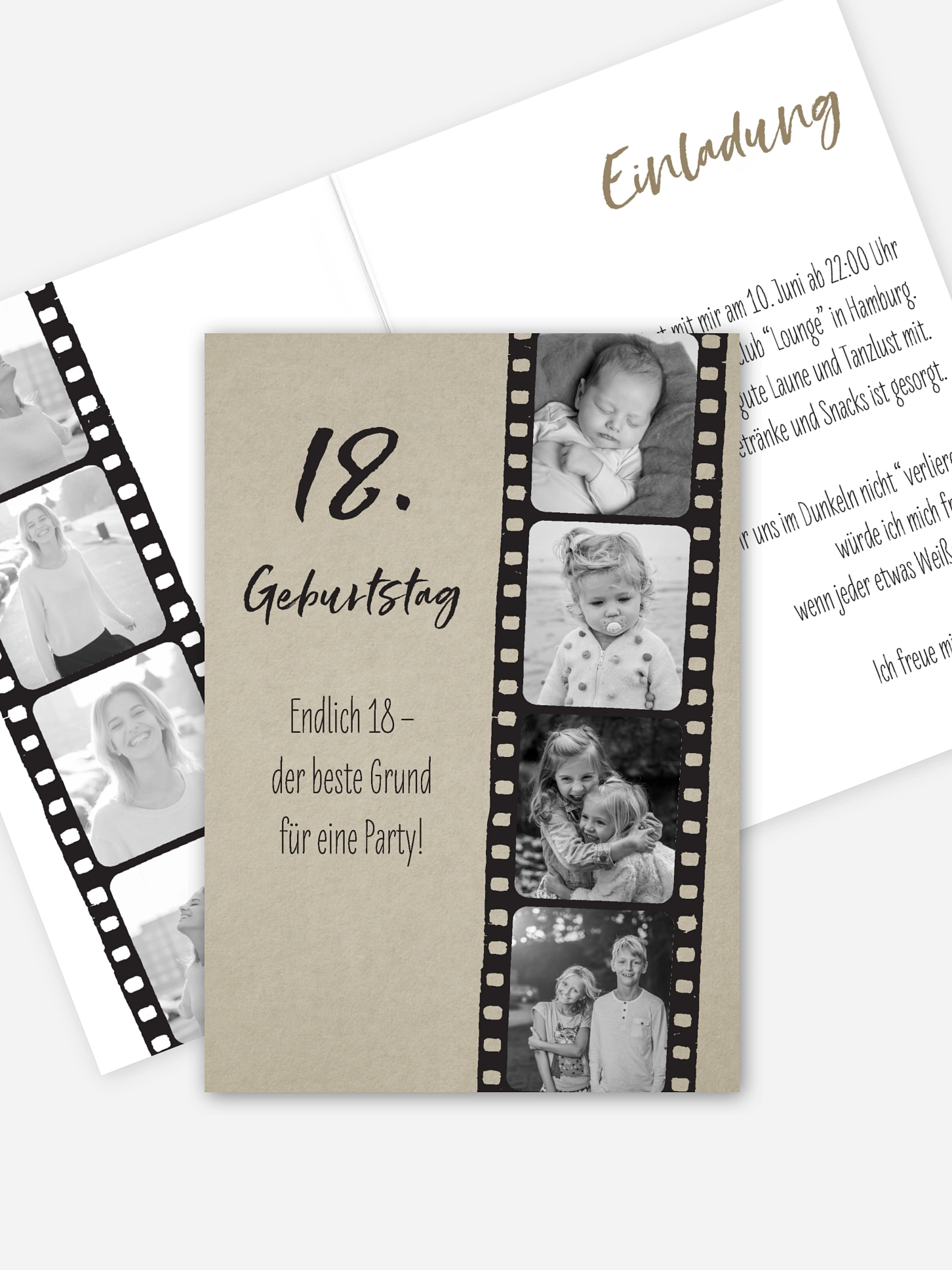 Einladung 18. Geburtstag Filmstreifen