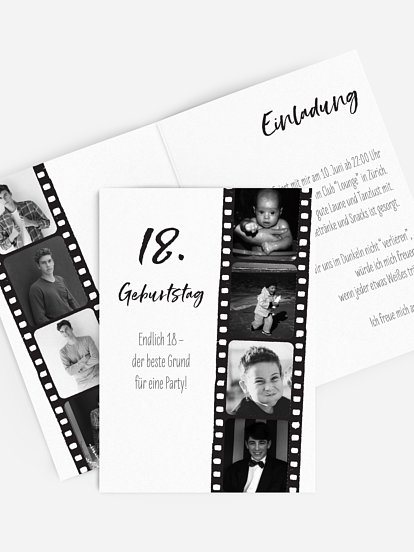 Einladung 18. Geburtstag Filmstreifen