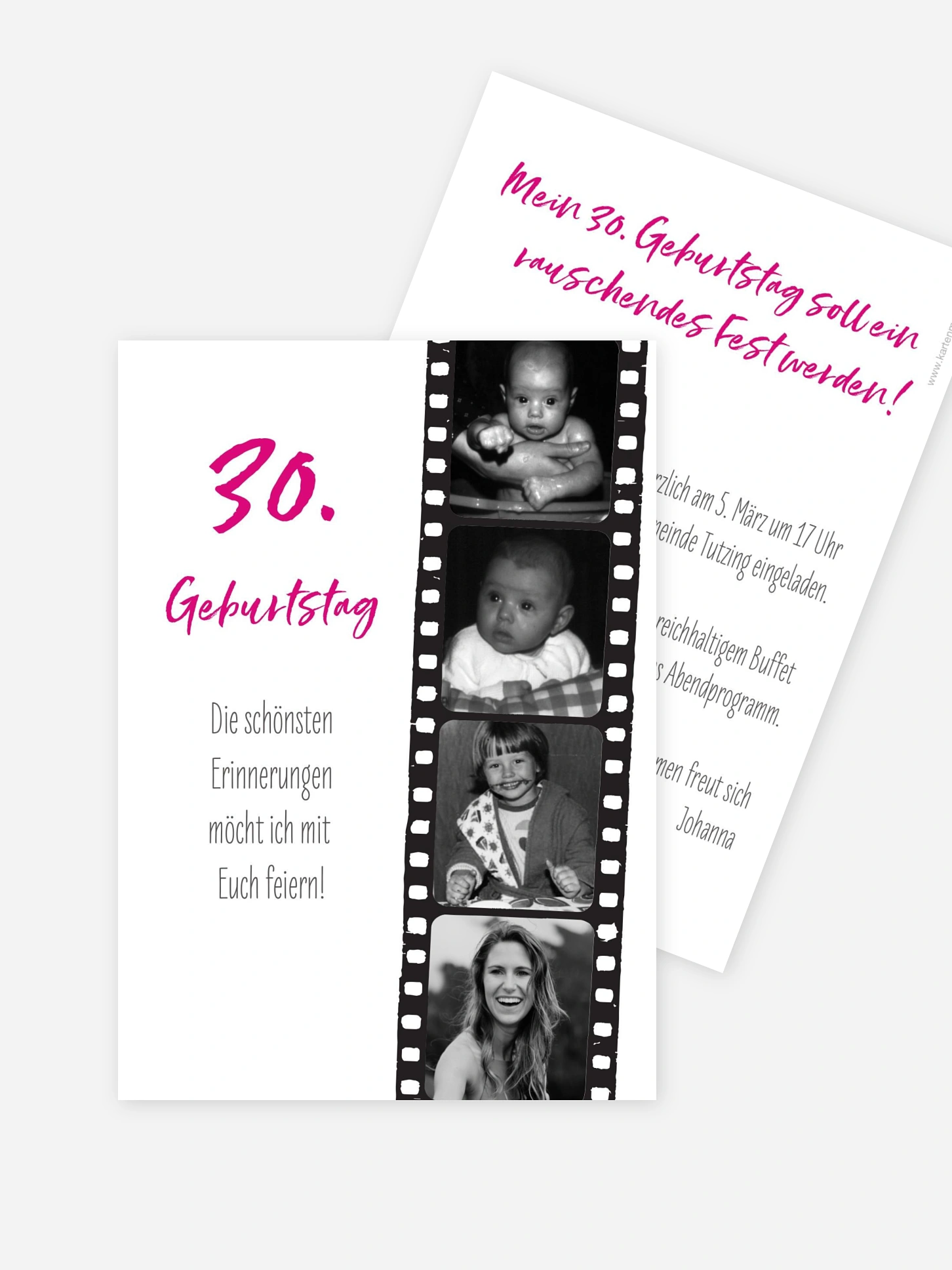 Einladung 30. Geburtstag Filmstreifen
