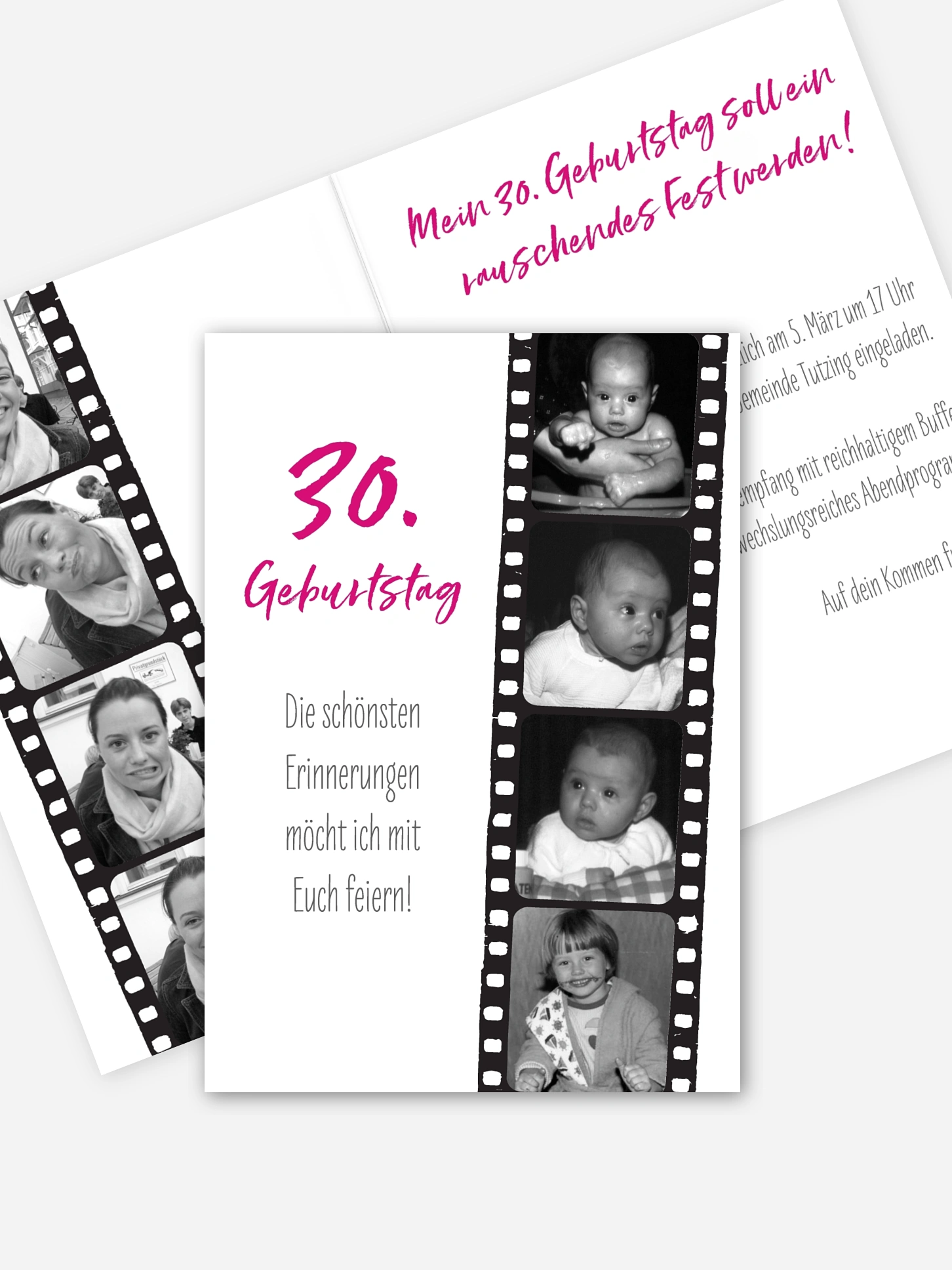 Einladung 30. Geburtstag Filmstreifen