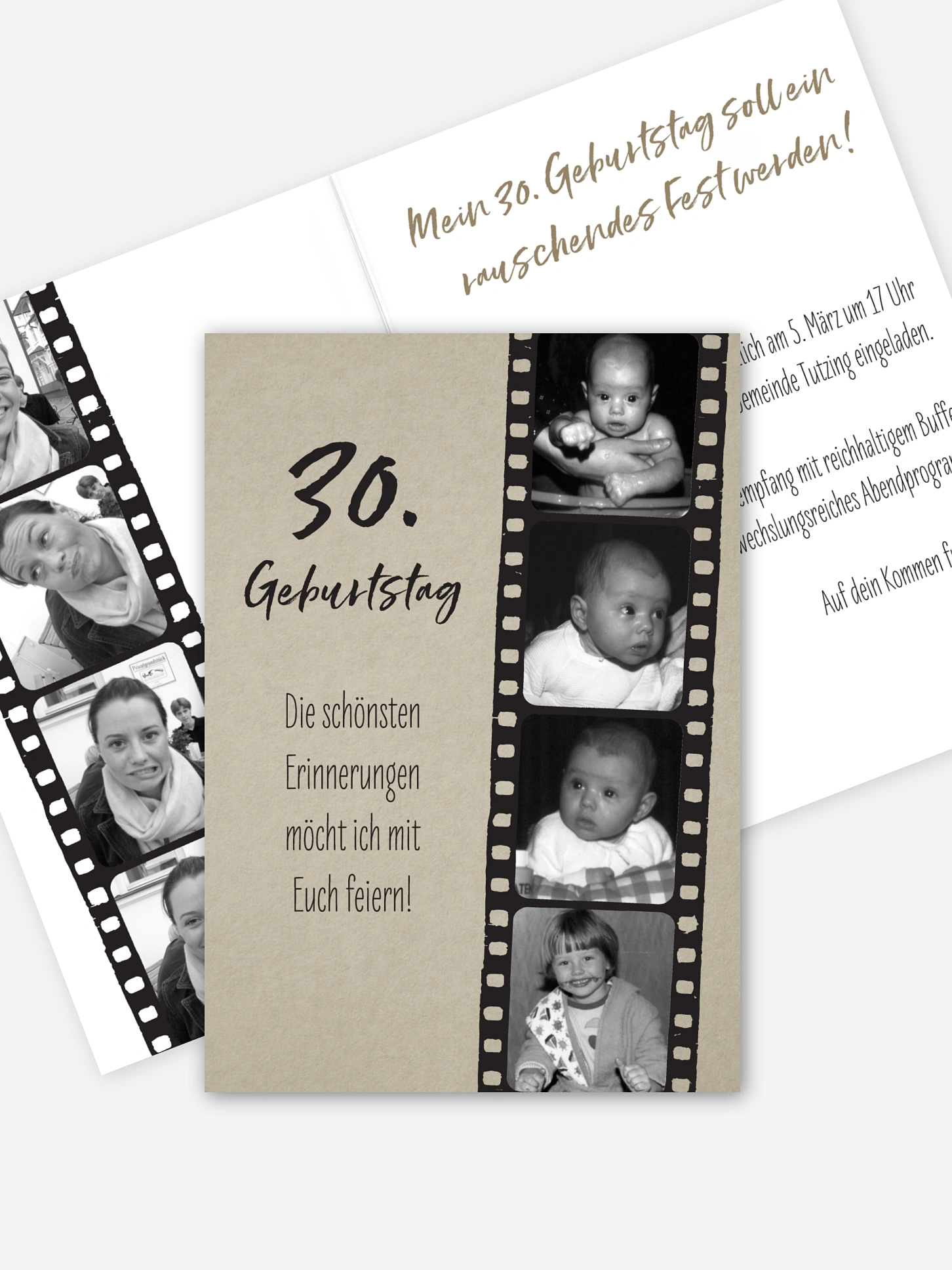 Einladung 30. Geburtstag Filmstreifen