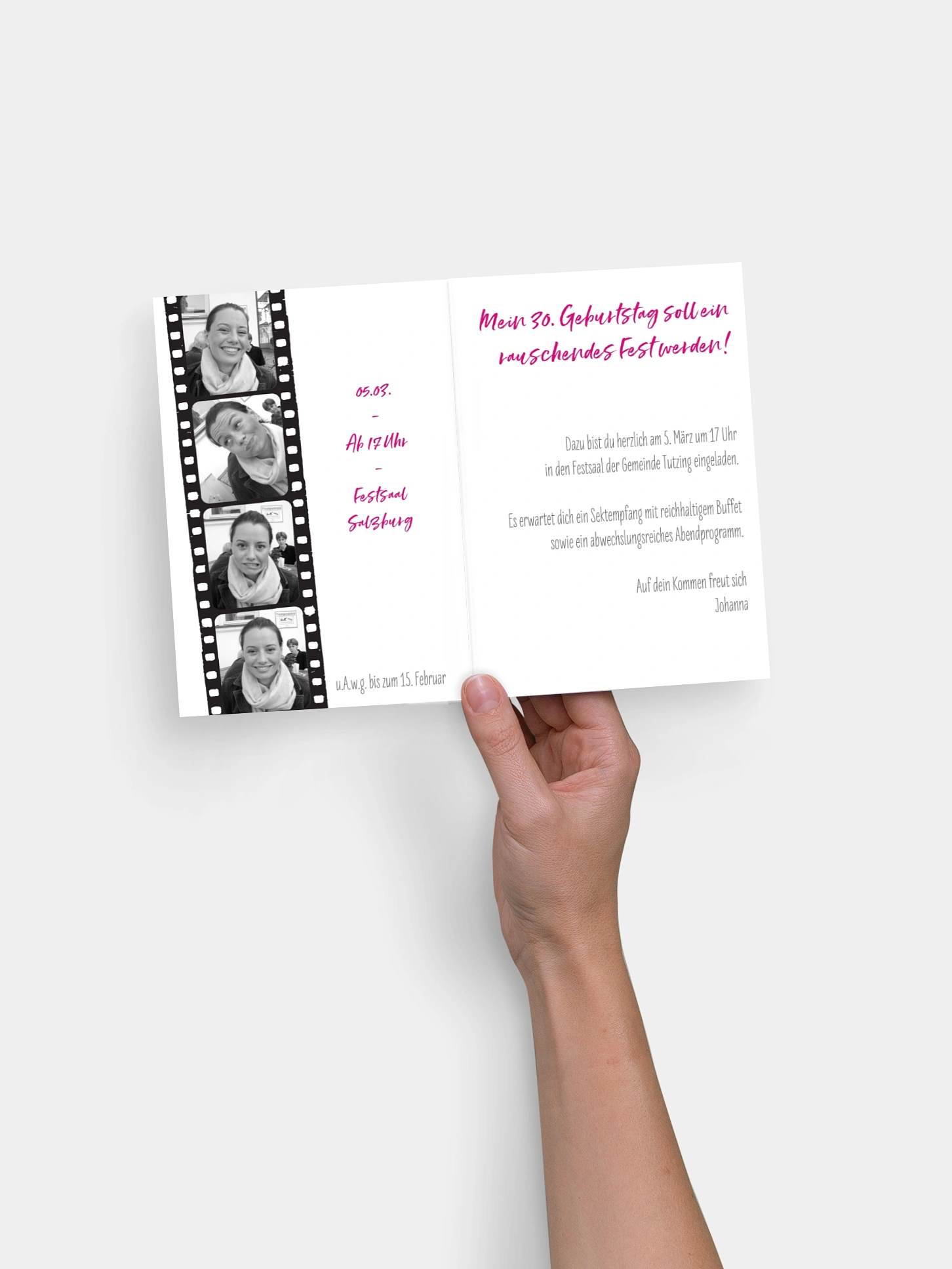 Einladung 30. Geburtstag Filmstreifen