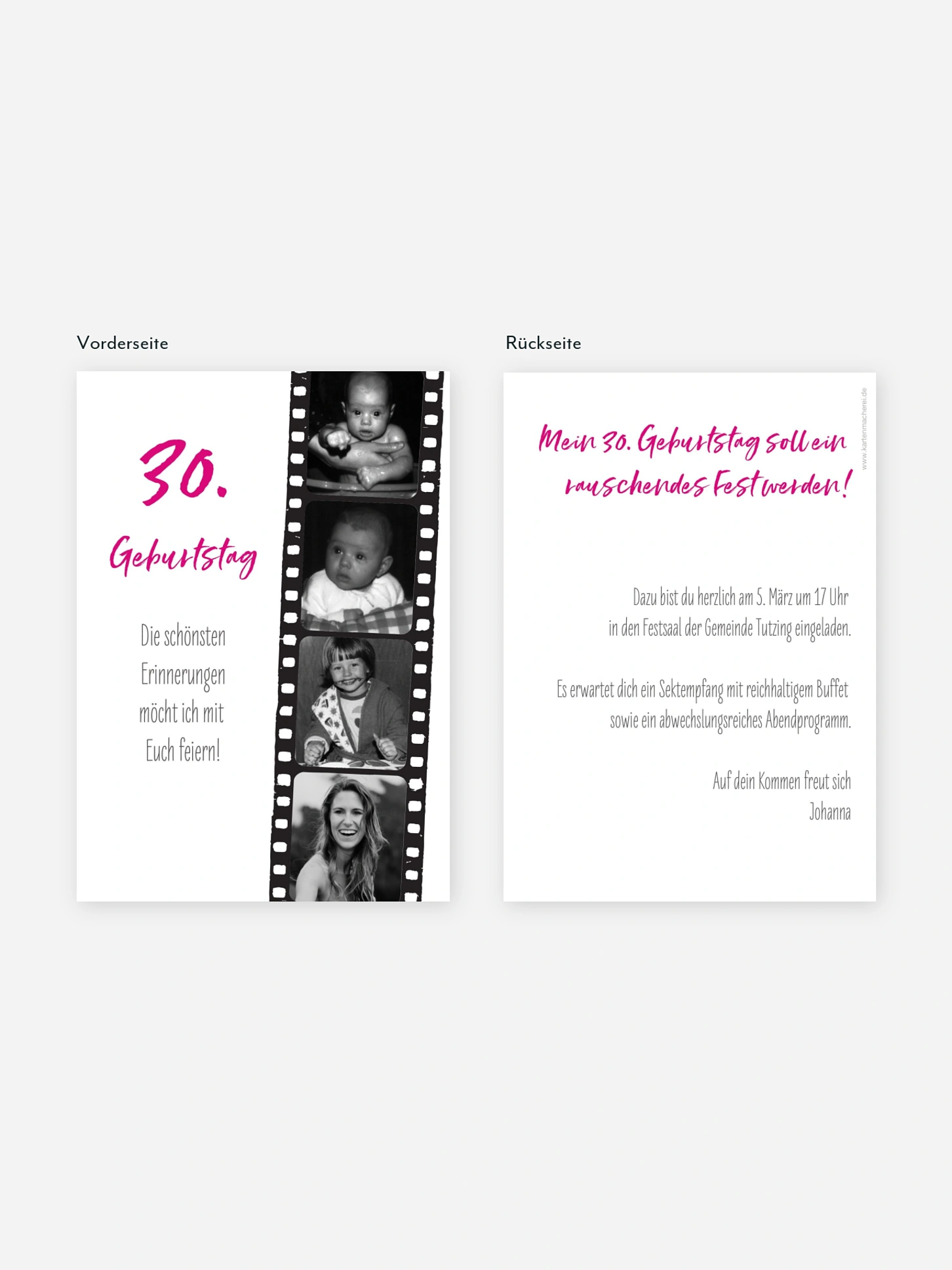 Einladung 30. Geburtstag Filmstreifen