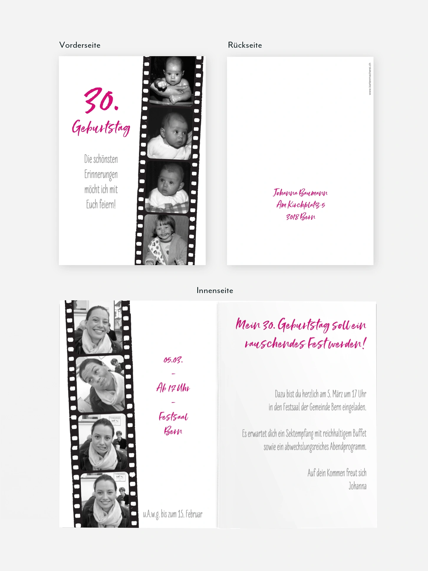 Einladung 30. Geburtstag Filmstreifen