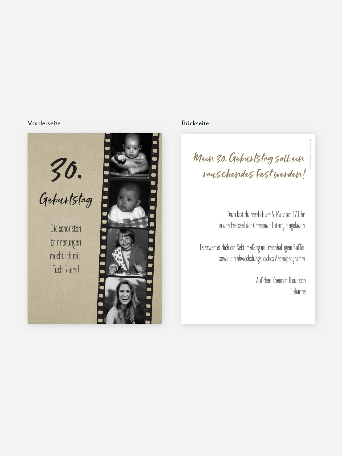 Einladung 30. Geburtstag Filmstreifen
