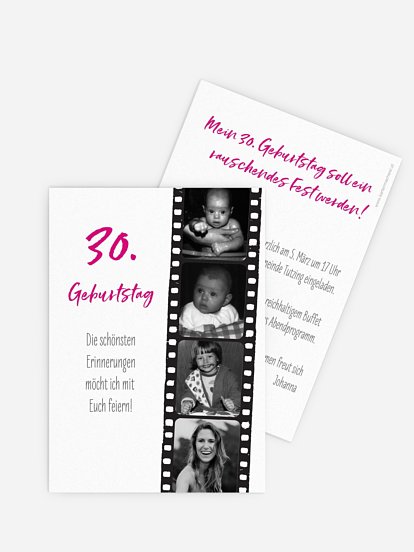 Einladung 30. Geburtstag Filmstreifen