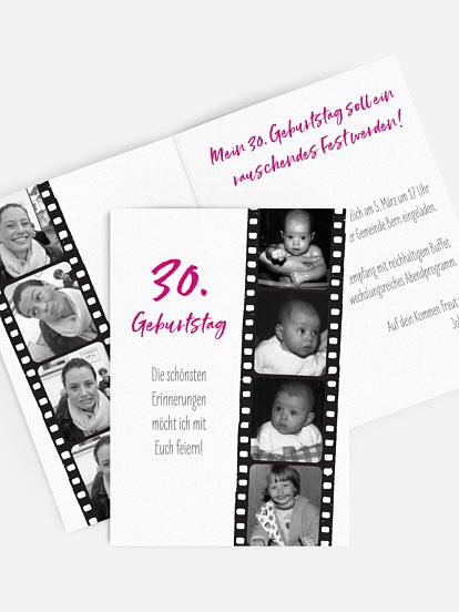 Einladung 30. Geburtstag Filmstreifen
