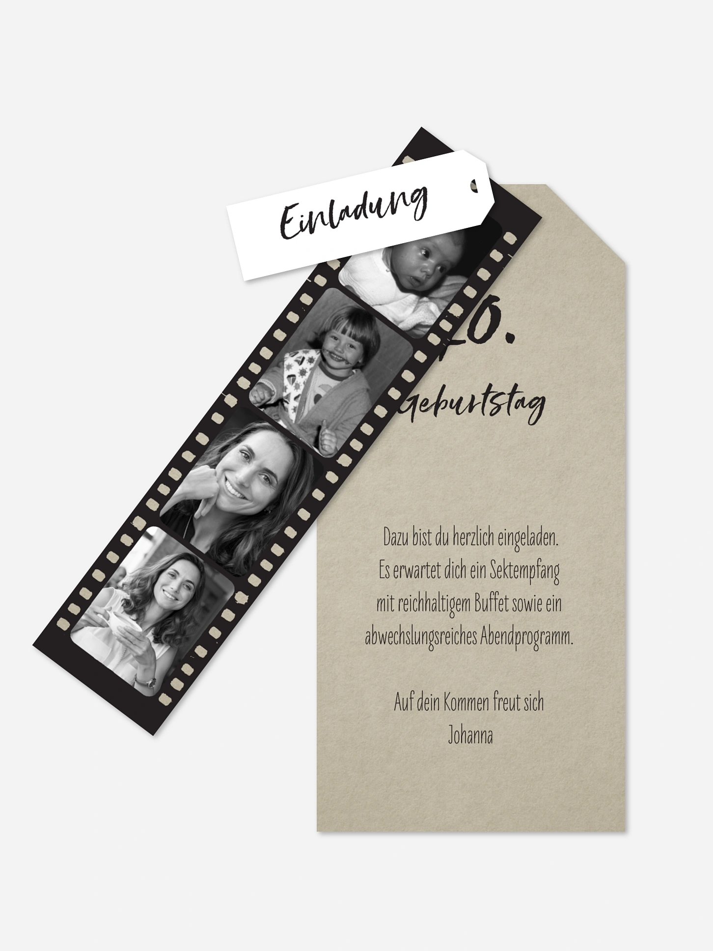 Einladung 40. Geburtstag Filmstreifen