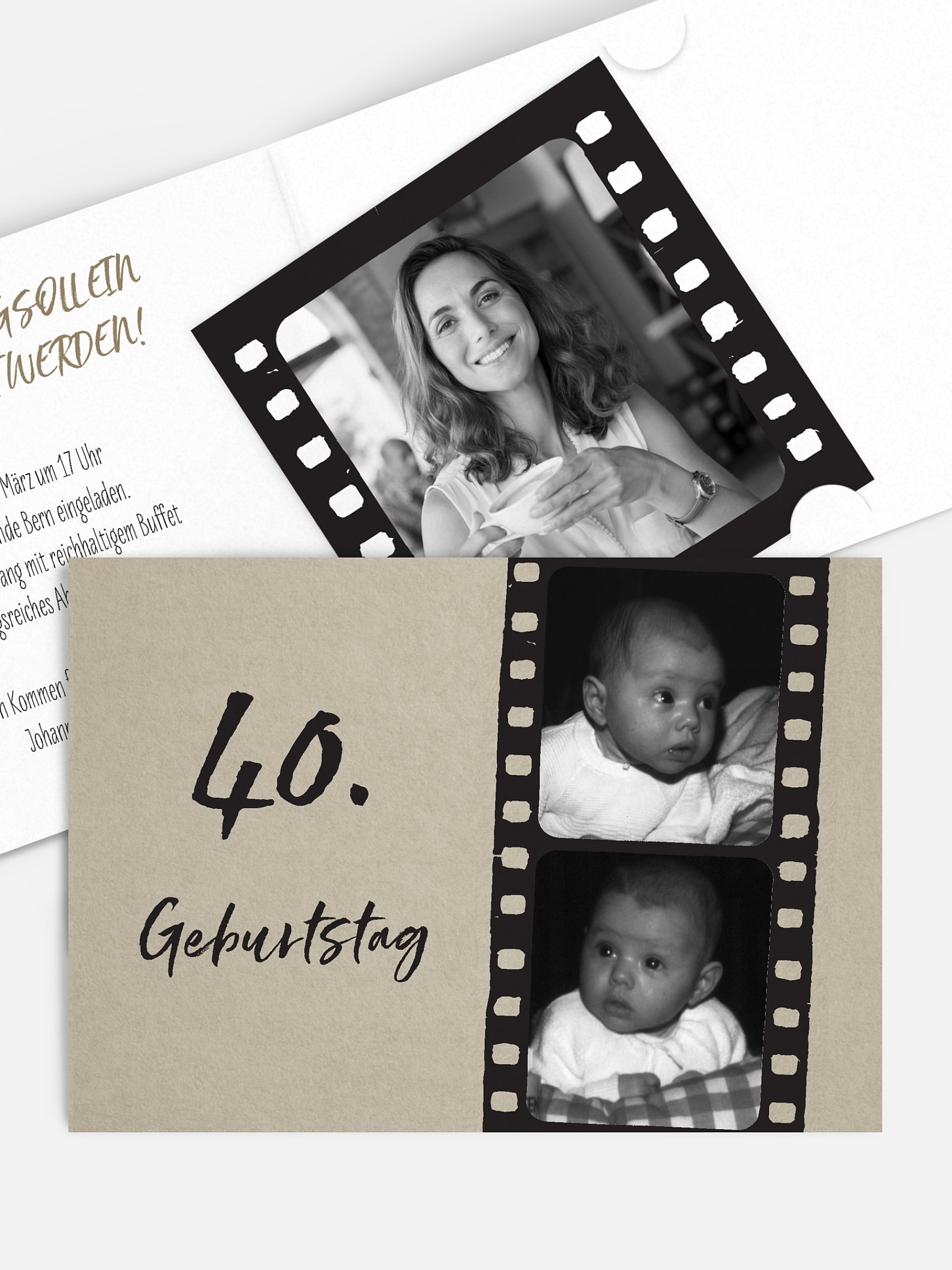 Einladung 40. Geburtstag Filmstreifen