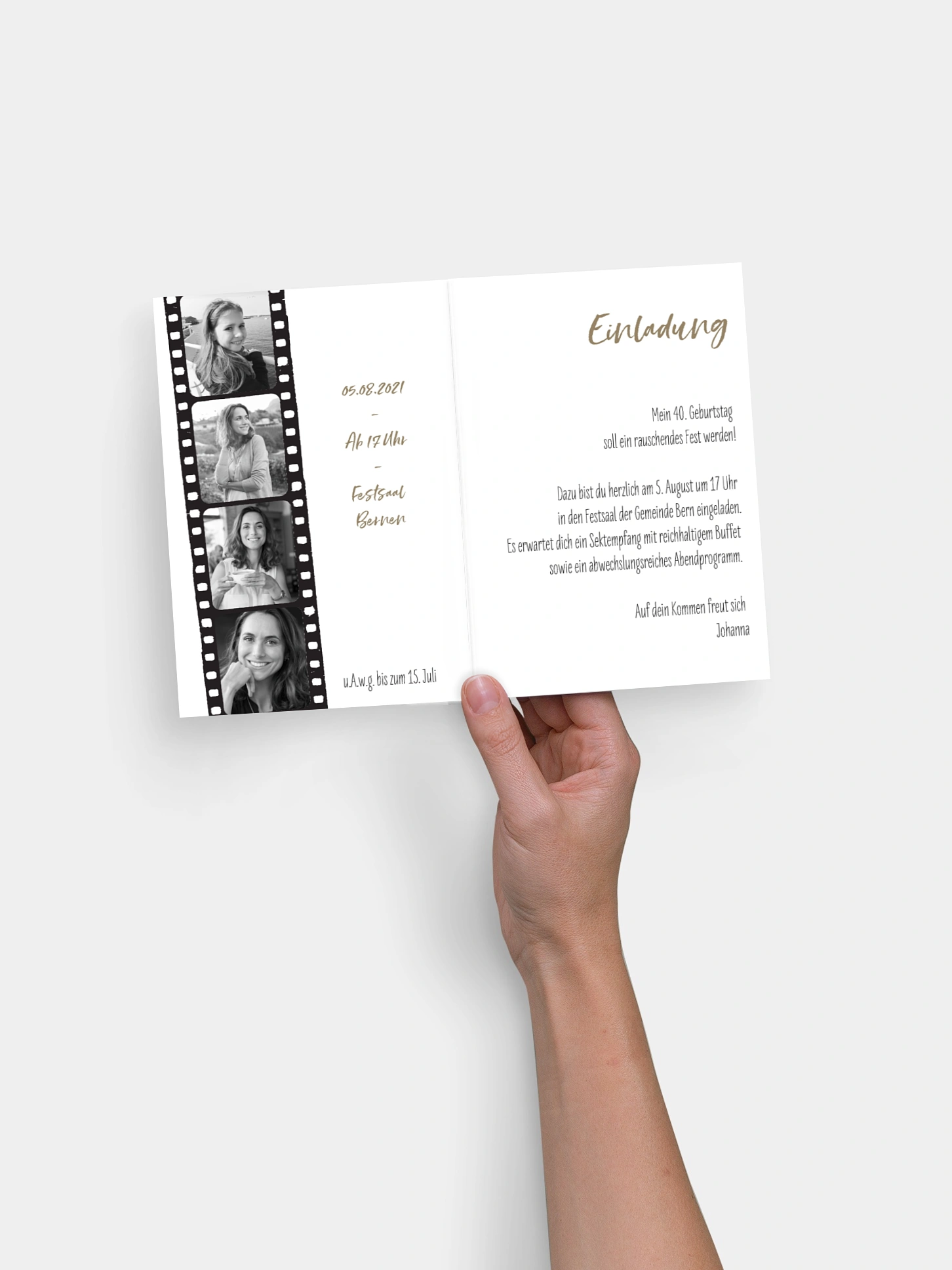 Einladung 40. Geburtstag Filmstreifen