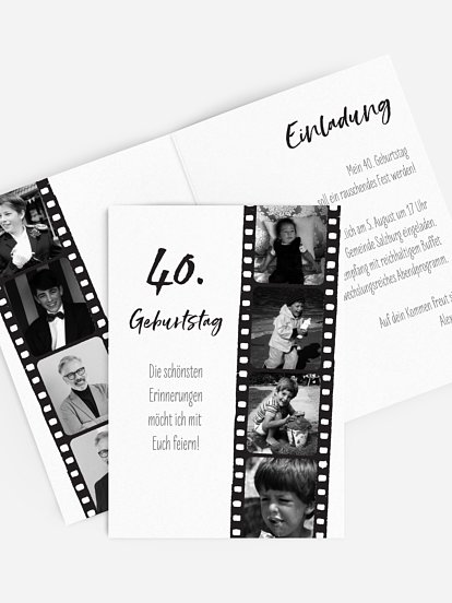 Einladung 40. Geburtstag Filmstreifen