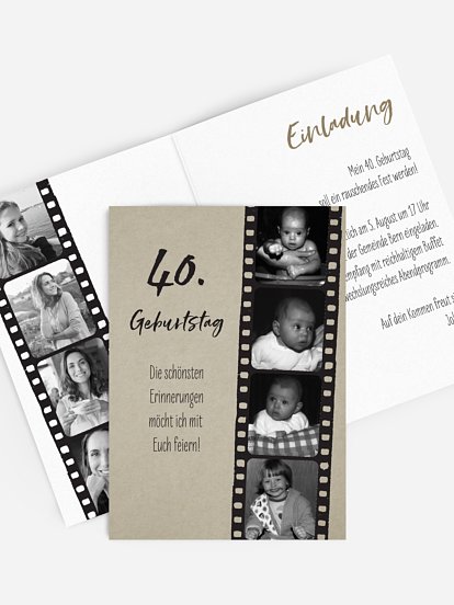 Einladung 40. Geburtstag Filmstreifen