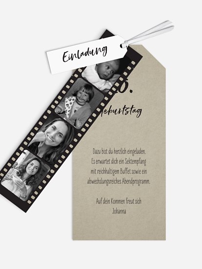 Einladung 40. Geburtstag Filmstreifen