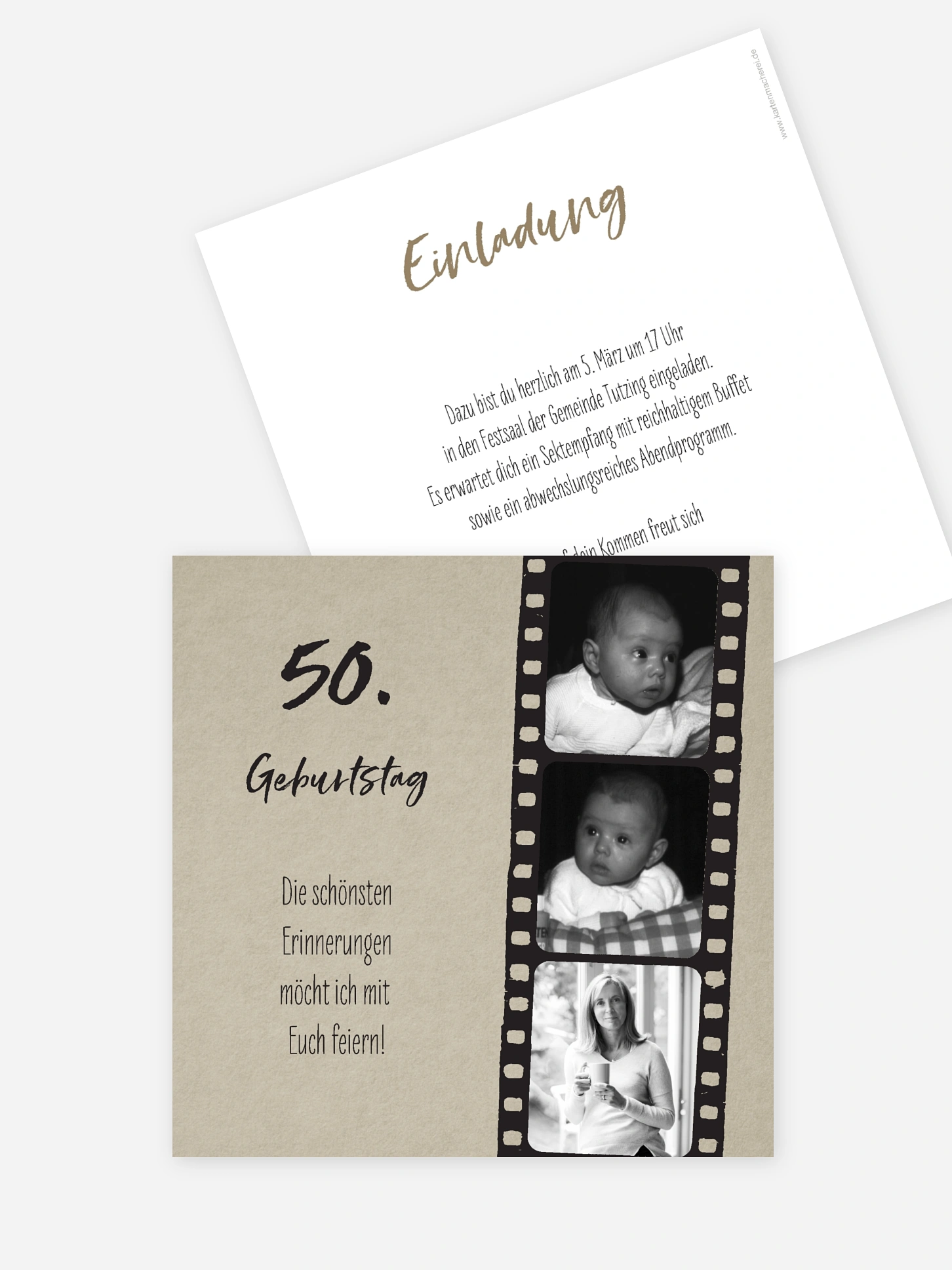 Einladung 50. Geburtstag Filmstreifen
