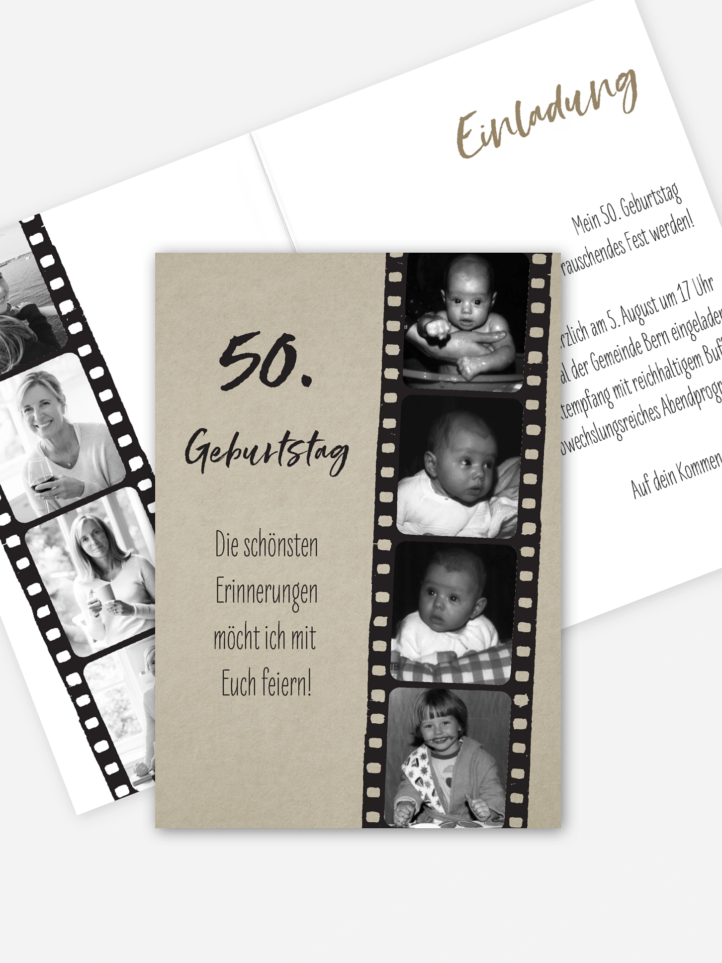 Einladung 50. Geburtstag Filmstreifen