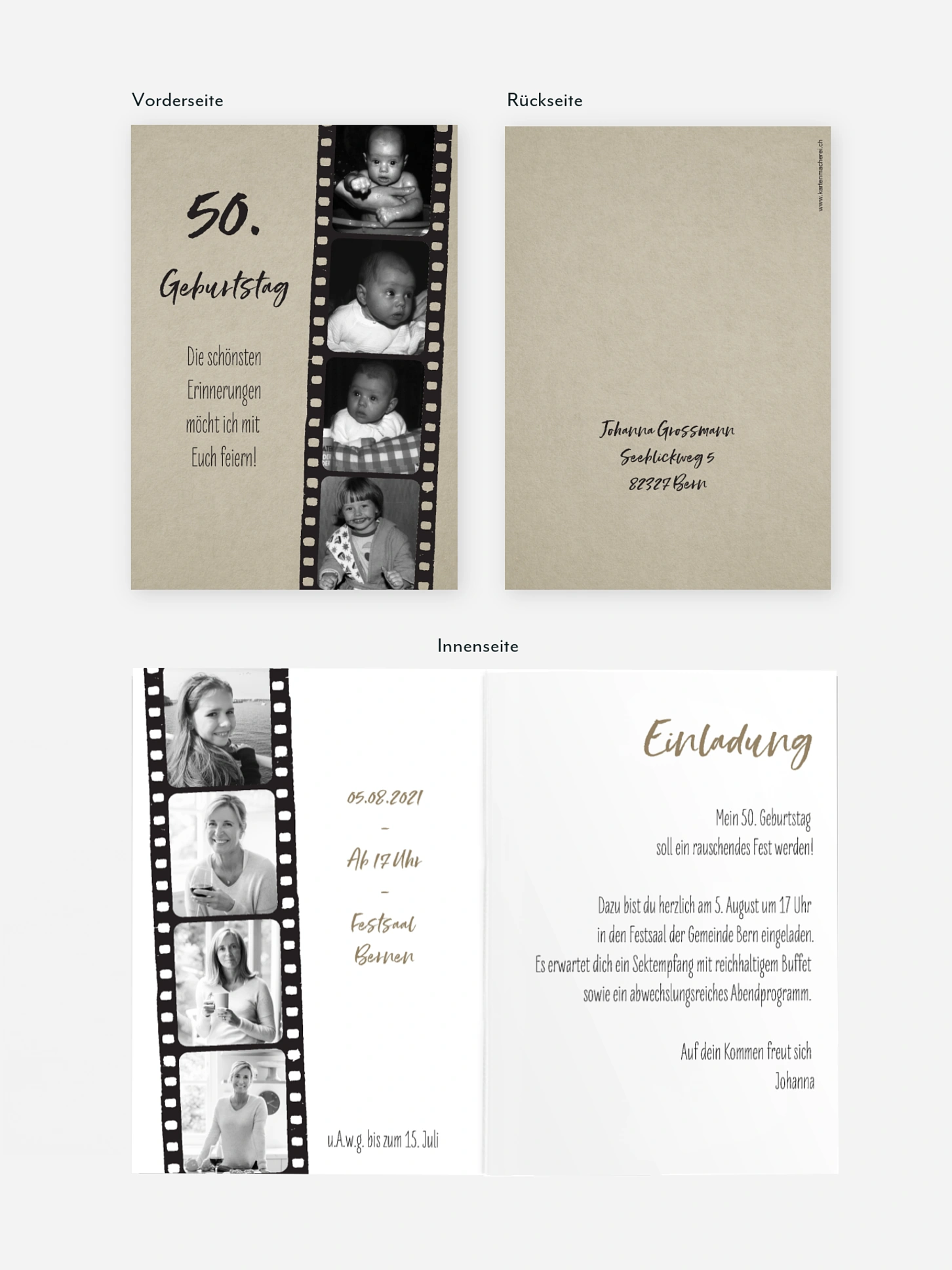 Einladung 50. Geburtstag Filmstreifen