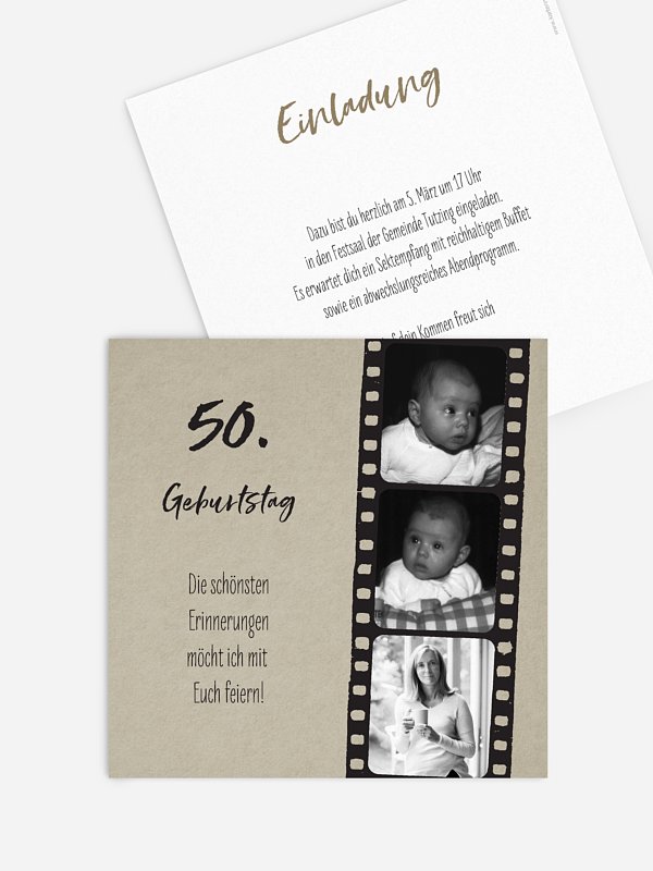 Einladung 50. Geburtstag Filmstreifen