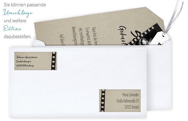 Einladungskarten 50 Geburtstag Filmstreifen