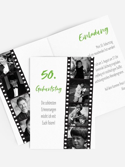 Einladung 50. Geburtstag Filmstreifen