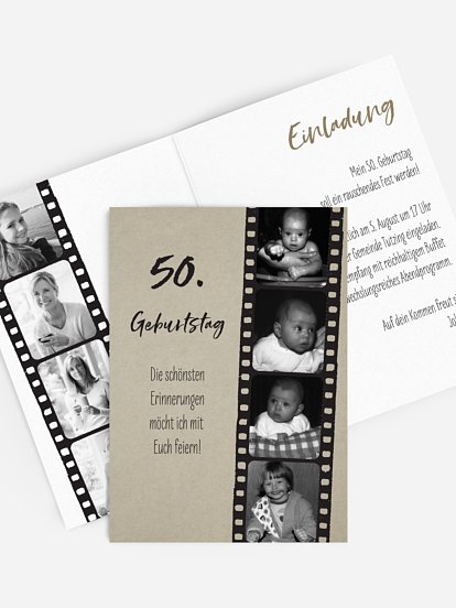 Einladung 50. Geburtstag Filmstreifen