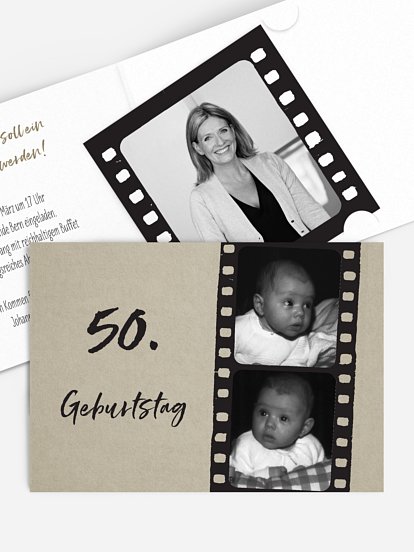 Einladung 50. Geburtstag Filmstreifen