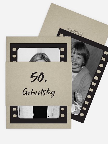 Einladung 50. Geburtstag Filmstreifen