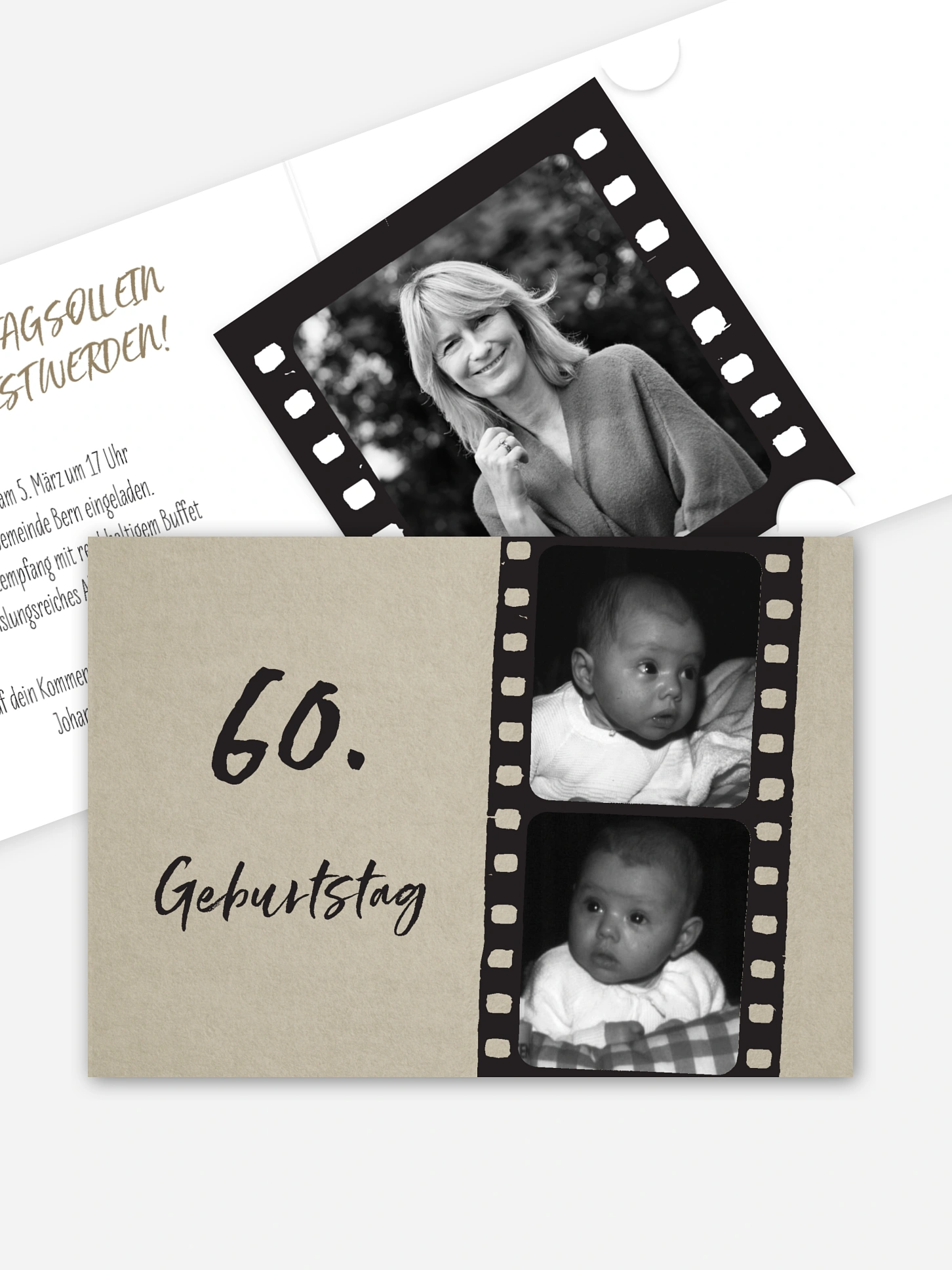 Einladung 60. Geburtstag Filmstreifen