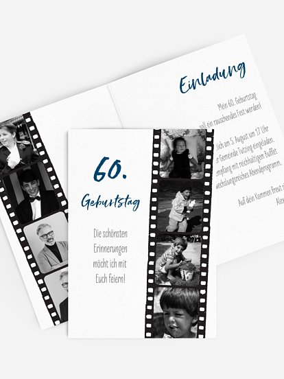 Einladung 60. Geburtstag Filmstreifen