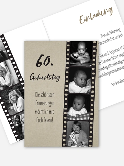Einladung 60. Geburtstag Filmstreifen