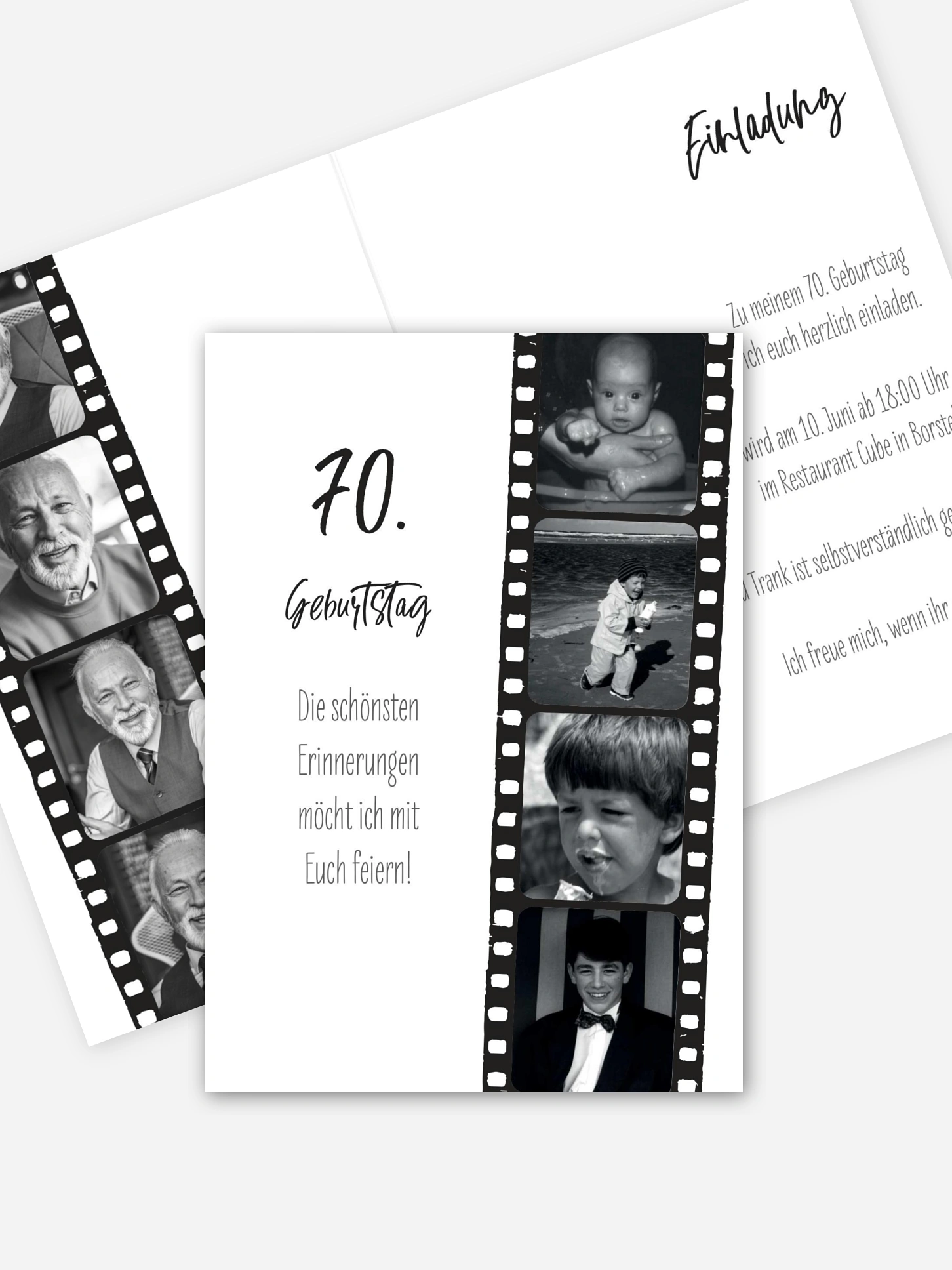 Einladung 70. Geburtstag Filmstreifen