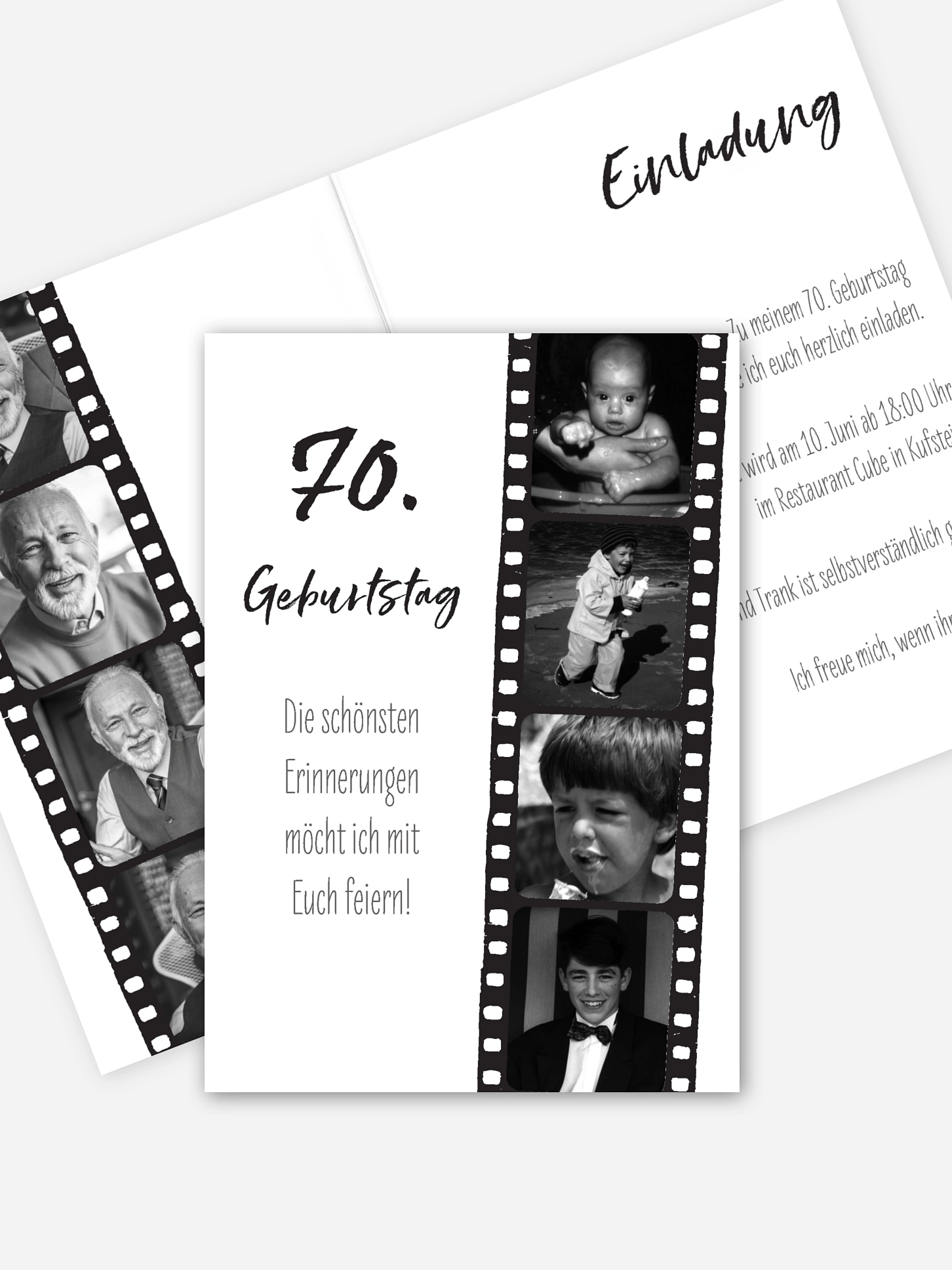 Einladung 70. Geburtstag Filmstreifen