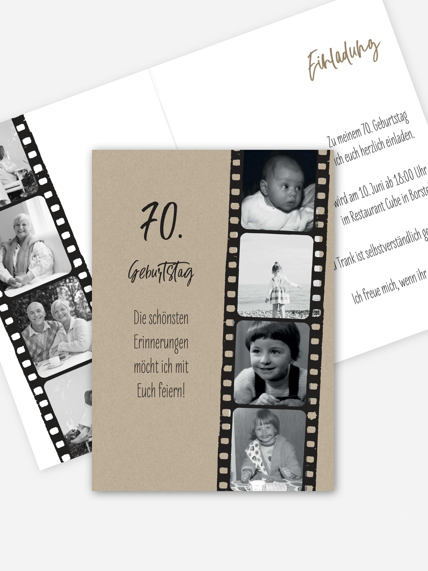 Einladung 70. Geburtstag Filmstreifen