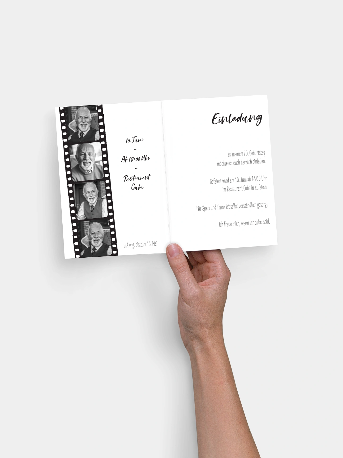 Einladung 70. Geburtstag Filmstreifen