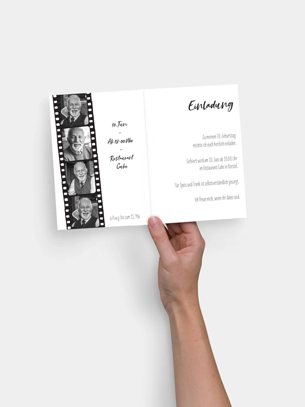 Einladung 70. Geburtstag Filmstreifen