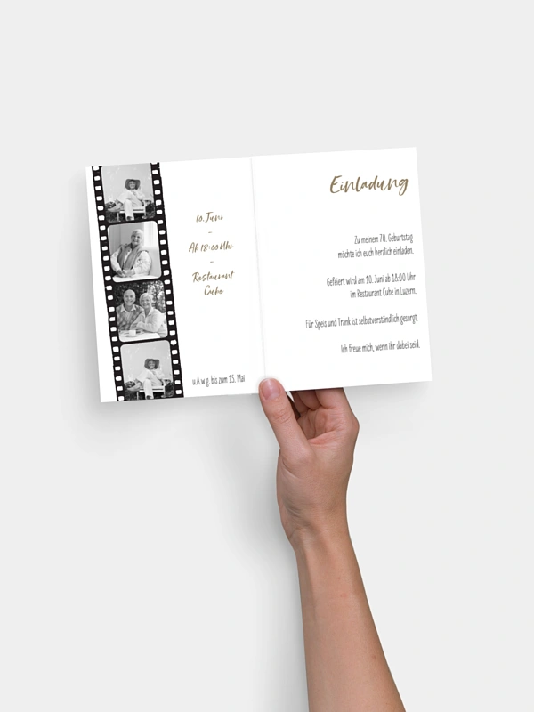 Einladung 70. Geburtstag Filmstreifen