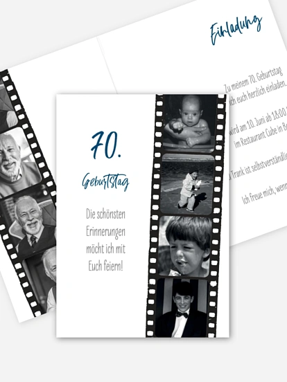 Einladung 70. Geburtstag Filmstreifen